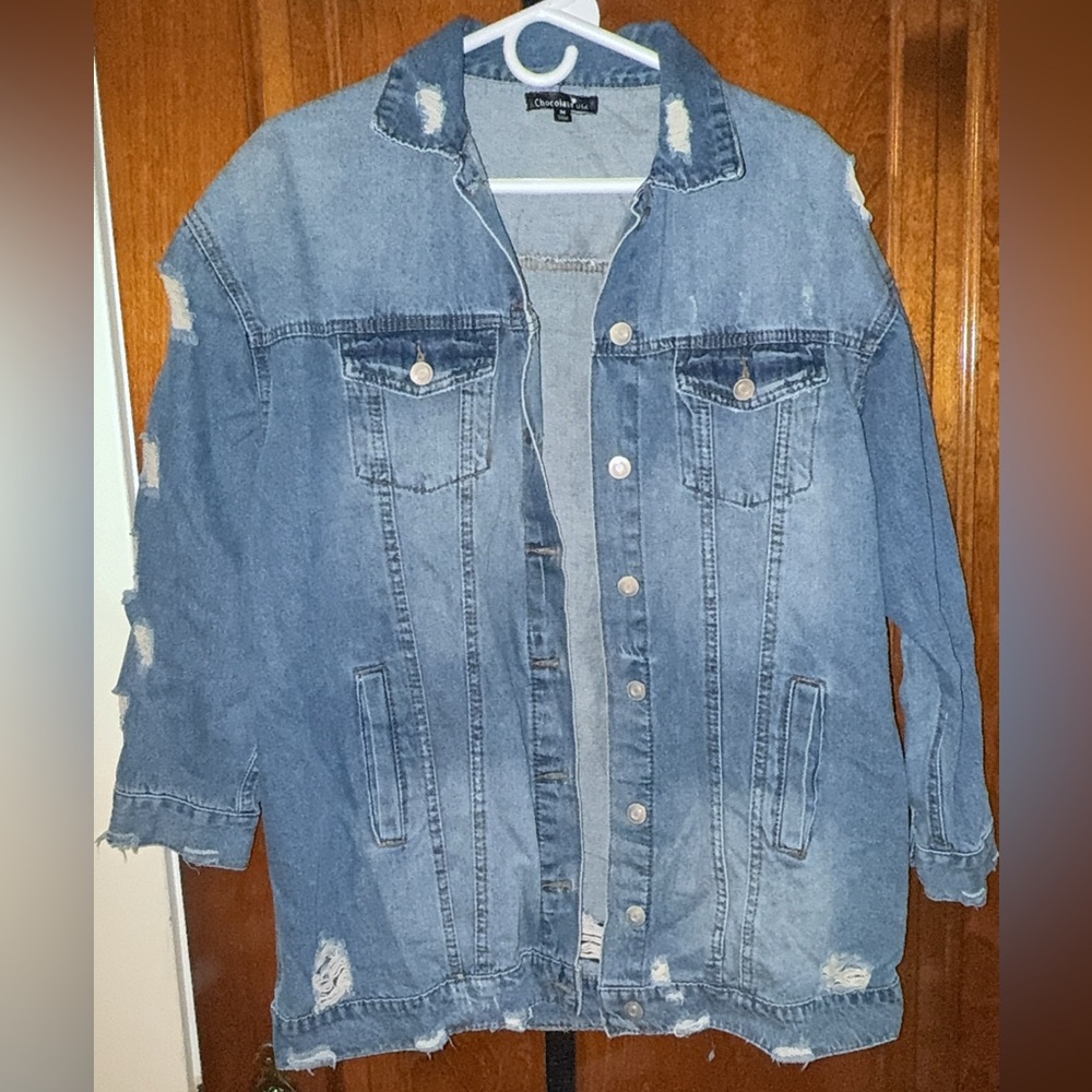 Chocolate Blue Distressed Jean Jacket